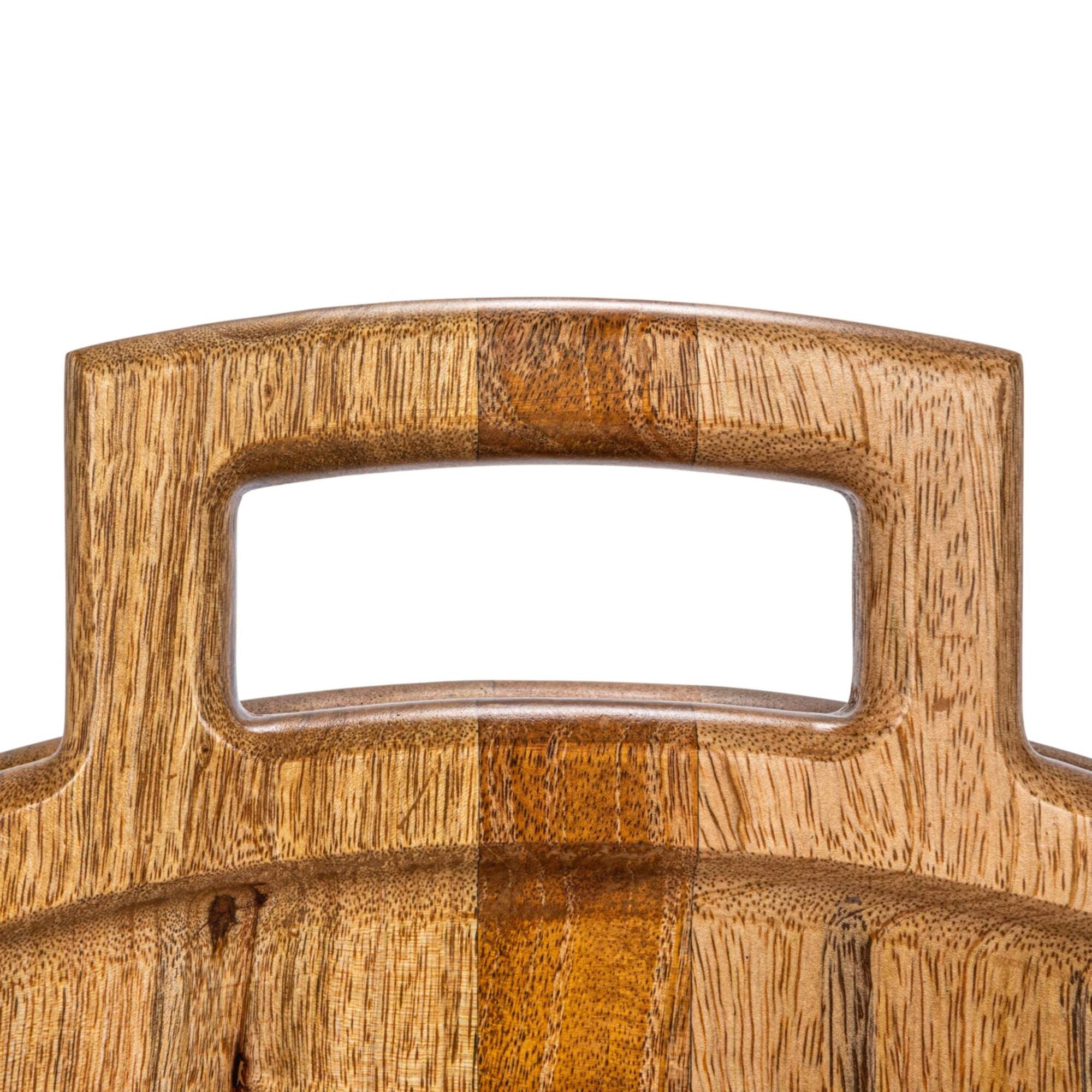 Hello Honey® 26" Natural & Gold Round Mango Wood Folding Cheese & Serving Board